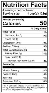 Healthy Salad with Ginger Dressing Food Nutrition Facts Label: Click on this image for complete nutrition information