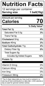 Peanut Butter Balls Food Nutrition Facts Label: Click on this image for complete nutrition information
