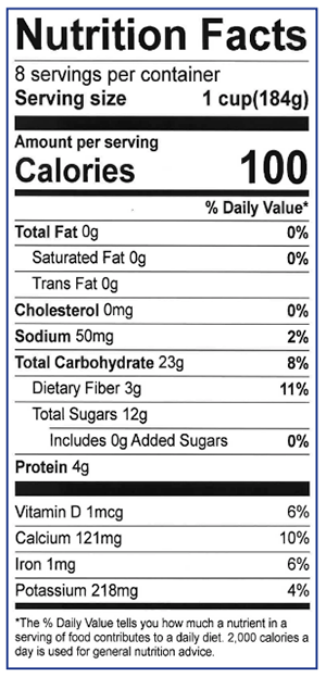 Berry and Spinach Smoothie Nutrition Facts Label: Click on this image for complete nutrition information.