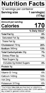 Spinach Rice Casserole Food Nutrition Facts Label: Click on this image for complete nutrition information.