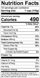 Rolled Oats Convenience Mix Nutrition Label: Click on this image for complete nutrition information.