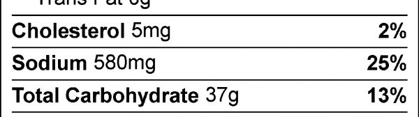 Make-Ahead Mexican Rollups Nutrition Facts Label