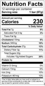 Mystery B Bars Food Nutrition Facts Label; Click on this image for complete nutrition information