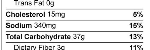 Mystery B Bars Food Nutrition Facts Label; Click on this image for complete nutrition information