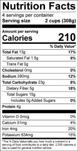 Winter Salad with Citrus Vinaigrette Nutrition Facts Label: Click on this image for complete nutrition information