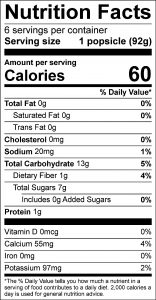 Berry Good Pops Food Nutrition Facts Label: Click on this image for complete nutrition information