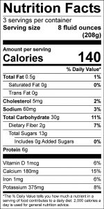 Oatmeal, Strawberry, Banana Smoothie Nutrition Facts Label: Click on this image for complete nutrition information