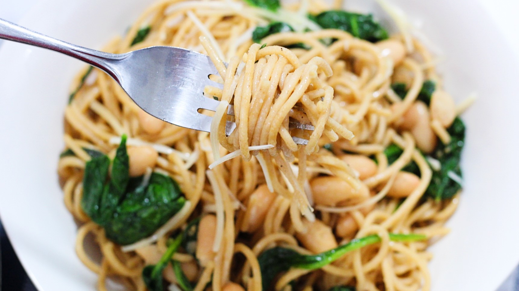 Pasta with Garlic Spinach and White Beans