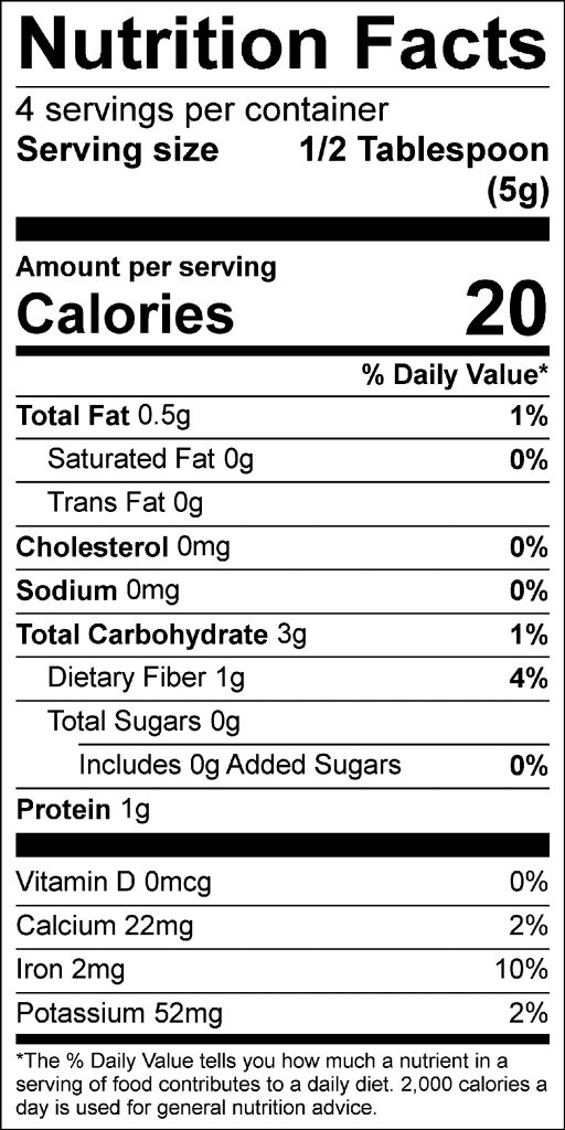 Convenience Salt-Free Seasoning Mix Nutrition Facts Label: Click on this image for complete nutrition information