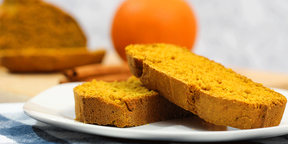 Pumpkin or Squash Bread sliced on a white plate