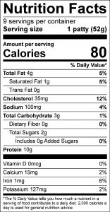 Turkey Apple Sausage Patties Nutrition Facts Label: Click on this image for complete nutrition information