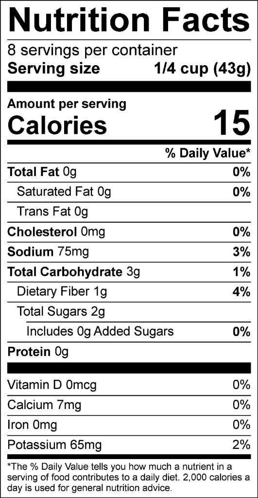 Strawberry Salsa Nutrition Facts Label: Click on this image for complete nutrition information
