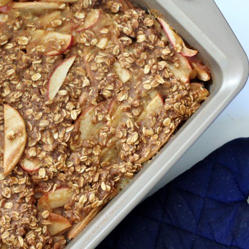 Baked Apple Crisp in a baking dish