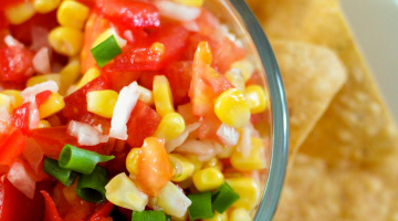 Homemade salsa with corn chips.