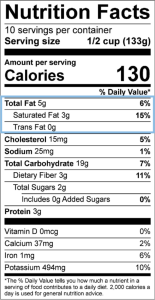 Nutrition facts label. Click on this label for complete alternative text.