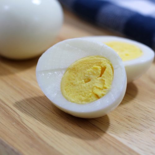 hard boiled eggs on a cutting board