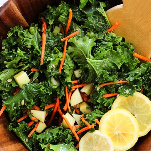 bowl of massaged kale salad