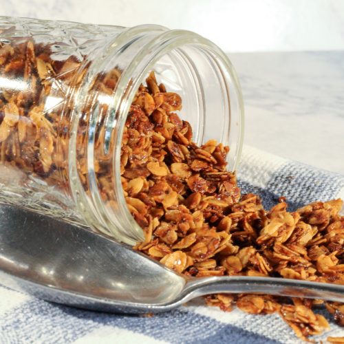 three ingredient granola in a jar