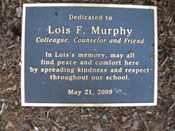 Dedication plaque in the Lois Murphy Kindness Garden