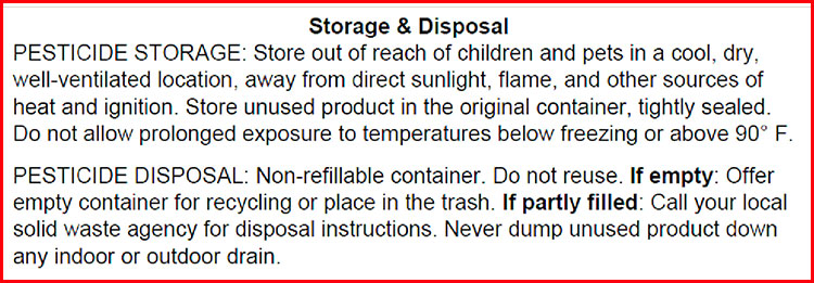 Storage and disposal label