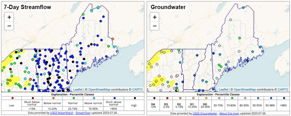 maps of 7-day streamflow and groundwater. Descriptive text for this image is included in the content article.