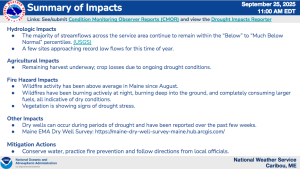 NOAA Summary Impacts of drought conditions