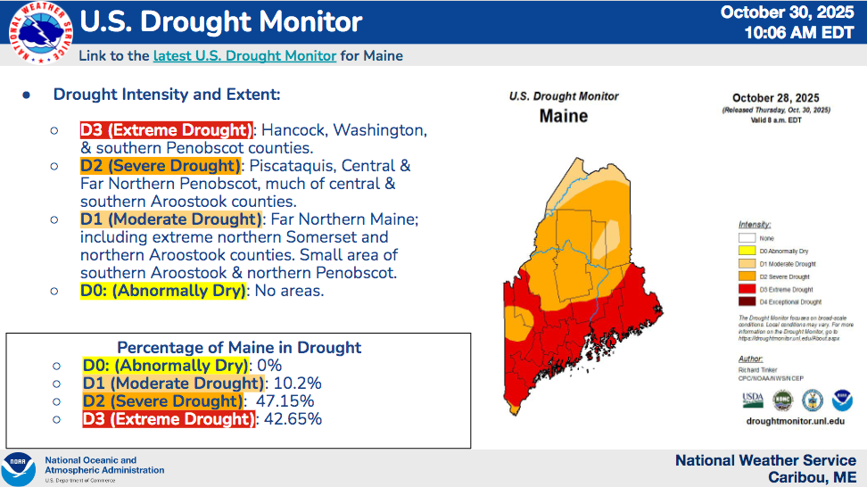 National Weather Service US Drought Monitor Maine - Drought Intensity Extent