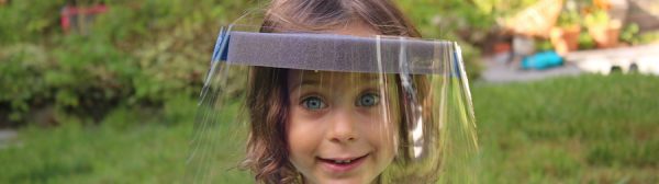 girl with a face shield