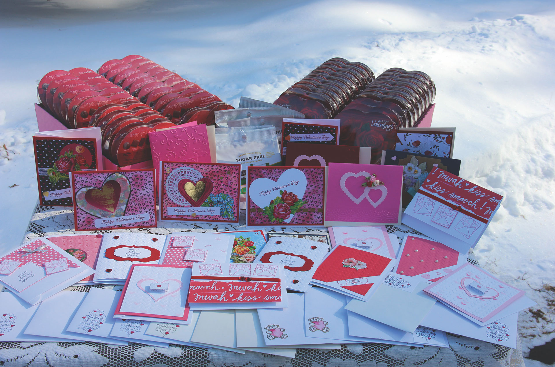 Valentine cards and candy