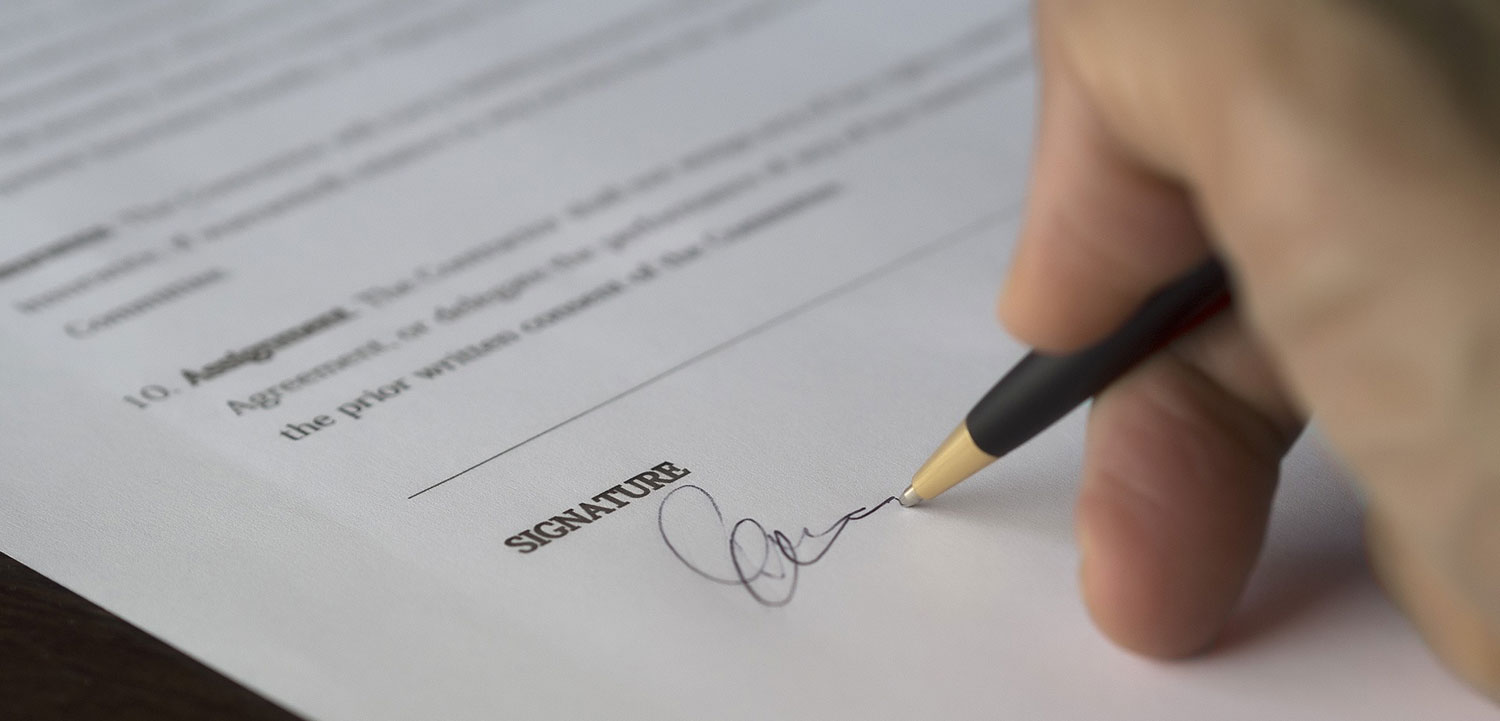 signing a form