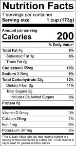 Fried Rice Food Nutrition Facts Label: Click on this image for complete nutrition information
