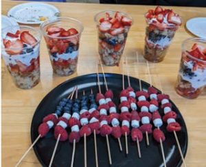 "patriotic" refreshments served at the Aroostook County Homemakers Spring meeting
