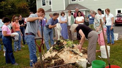 Master Gardener Volunteers class learning about composting