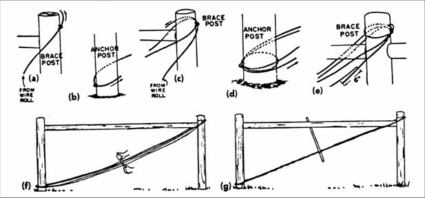Illustration showing the correct procedure for threading the wire used as diagonal in the brace assembly