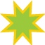 lime green 8-point star with a gold outline respresenting PFOS