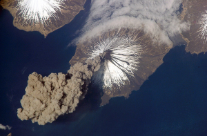 Volcanic eruption as seen from space