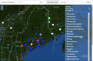 screen shot of the Climate Solutions map