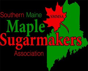 logo art of the state of Maine and a maple leaf with the text "Southern Maine Maple Sugarmakers Association" superimposed