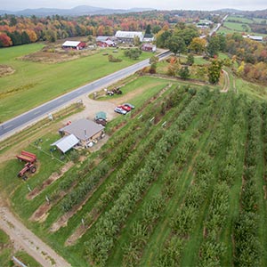 an aerial view of a whole farm