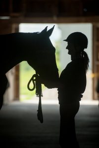 silhouette of Girl and horse