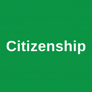 green square with text saying citizenship