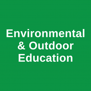 green square with text saying environmental and outdoor education