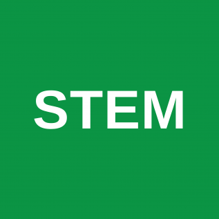 Green square with text saying STEM