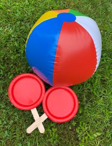 beach ball and paddles for activity
