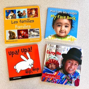 several book covers for bilingual children's books