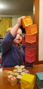 toddler playing the block activity