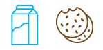 icon graphic symbols of pairing of milk and cookies
