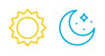 icon graphic symbols for sun and a moon