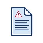 Icon showing piece of paper with warning symbol