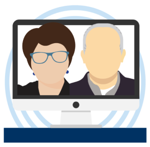 a graphic of avatars of Michelle and Matt, the Extension Web Team sitting within a computer desktop screen, to be used as part of the Web Connections
